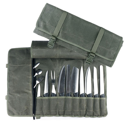 Oil Wax Canvas Roll Chef Knife Storage Bag