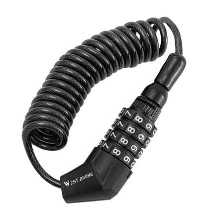 WEST BIKING YP0705063 Bicycle Lock Motorcycle Helmet Lock Anti-Theft Password Cable Lock - DealBuddy