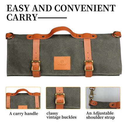 WESSLECO Canvas Roll Chef Knife Storage Bag
