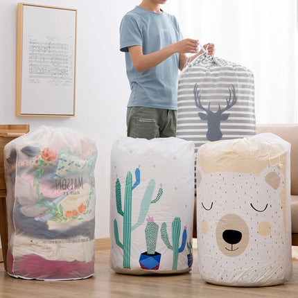 Large-capacity Household Waterproof Moisture-proof Quilt Storage Bag Packing Bag, Cactus, Garlands, Striped Deer, Cute Beer