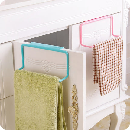 Kitchen Towel Rack Hanging Holder Cupboard Cabinet Door Back Hanger Towel Sponge Holder Storage Rack for Bathroom, White, Blue, Green, Pink