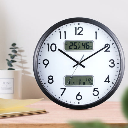 13 Inch Dual-screen LED Display Wall Clock Living Room Temperature And Humidity Calendar Multi-function Clock