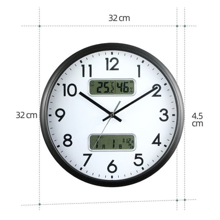 13 Inch Dual-screen LED Display Wall Clock Living Room Temperature And Humidity Calendar Multi-function Clock