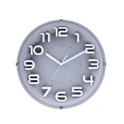 12 Inch Living Room Silent Wall Clock Round Stereo 3D Digital Wall Clock