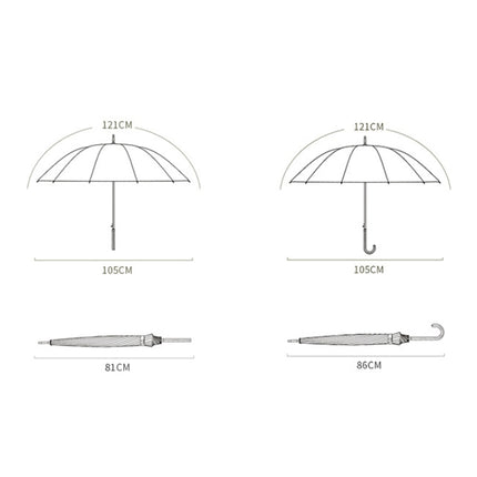 16 Bone Plain Straight Umbrella Small Fresh Long Handle Umbrella