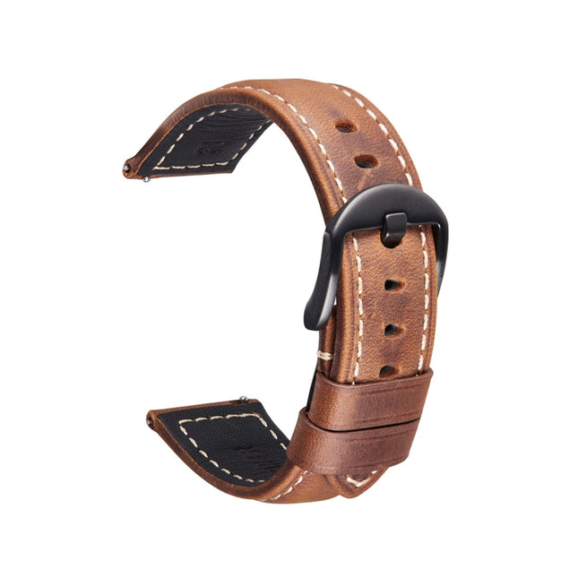 Smart Quick Release Watch Strap Crazy Horse Leather Retro Strap For Samsung Huawei,Size:, 20mm  (Dark Brown Black Buckle), 20mm (Deep Brown Silver Buckle), 20mm (Light Brown Black Buckle), 20mm (Light Brown Silver Buckle), 20mm (Black And Black Buckle)... - DealBuddy