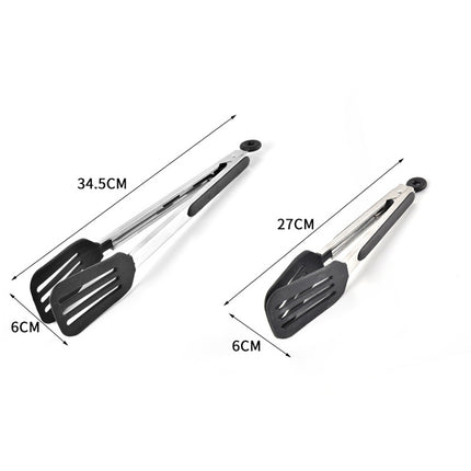 Stainless Steel Silicone Food Spatula Food Clip Barbecue Steak Clip Barbecue Baking Tool, Size: 9 Inch (Random Color Delivery)