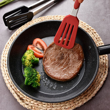 Stainless Steel Silicone Food Spatula Food Clip Barbecue Steak Clip Barbecue Baking Tool, Size: 9 Inch (Random Color Delivery)