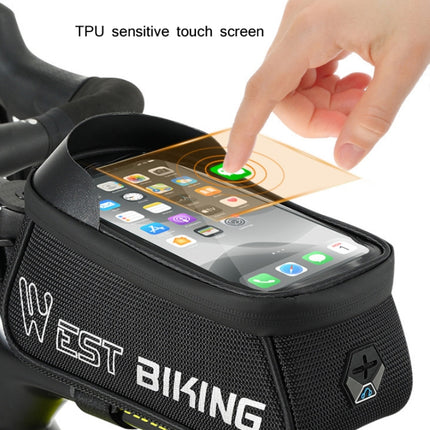 WEST BIKING West 6.9 Inches Rider Bike Reflective Mobile Phone Touch Screen Front Bag Mountain Bike Front Beam Upper Tube Bag - DealBuddy