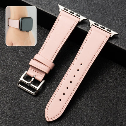 Business Cowhide Leather Strap Watchband, For Apple Watch Series 8&7 41mm / SE 2&6&SE&5&4 40mm / 3&2&1 38mm, For Apple Watch Series 6&SE&5&4 44mm / 3&2&1 42mm, For Apple Watch Series 6&SE& 5&4 40mm / 3 & 2 & 1 38mm - DealBuddy