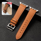 Business Cowhide Leather Strap Watchband, For Apple Watch Series 8&7 41mm / SE 2&6&SE&5&4 40mm / 3&2&1 38mm, For Apple Watch Series 6&SE&5&4 44mm / 3&2&1 42mm, For Apple Watch Series 6&SE& 5&4 40mm / 3 & 2 & 1 38mm - DealBuddy