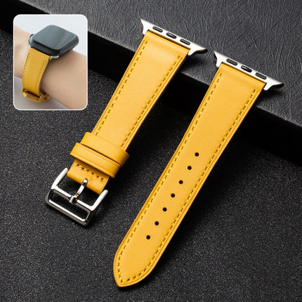 Business Cowhide Leather Strap Watchband, For Apple Watch Series 8&7 41mm / SE 2&6&SE&5&4 40mm / 3&2&1 38mm, For Apple Watch Series 6&SE&5&4 44mm / 3&2&1 42mm, For Apple Watch Series 6&SE& 5&4 40mm / 3 & 2 & 1 38mm - DealBuddy