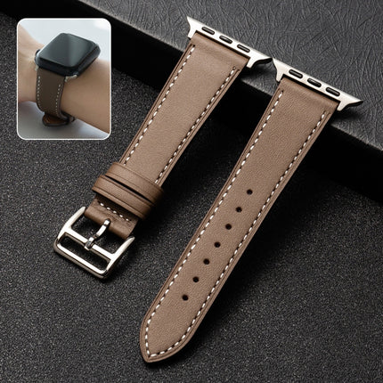 Business Cowhide Leather Strap Watchband, For Apple Watch Series 8&7 41mm / SE 2&6&SE&5&4 40mm / 3&2&1 38mm, For Apple Watch Series 6&SE&5&4 44mm / 3&2&1 42mm, For Apple Watch Series 6&SE& 5&4 40mm / 3 & 2 & 1 38mm - DealBuddy