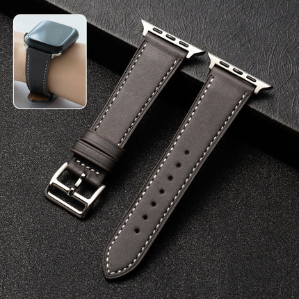 Business Cowhide Leather Strap Watchband, For Apple Watch Series 8&7 41mm / SE 2&6&SE&5&4 40mm / 3&2&1 38mm, For Apple Watch Series 6&SE&5&4 44mm / 3&2&1 42mm, For Apple Watch Series 6&SE& 5&4 40mm / 3 & 2 & 1 38mm - DealBuddy