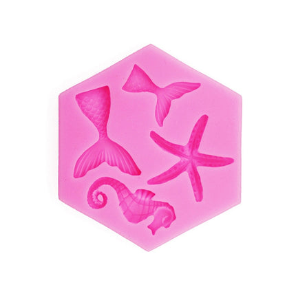 Ocean Series Big And Small Fishtail Starfish Seahorse DIY Baking Liquid Silicone Mold, Gray, Pink - DealBuddy