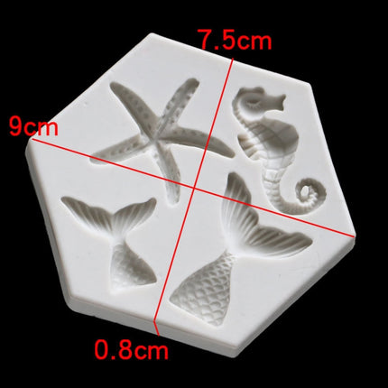 Ocean Series Big And Small Fishtail Starfish Seahorse DIY Baking Liquid Silicone Mold, Gray, Pink - DealBuddy
