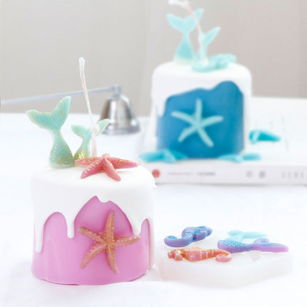 Ocean Series Big And Small Fishtail Starfish Seahorse DIY Baking Liquid Silicone Mold, Gray, Pink - DealBuddy