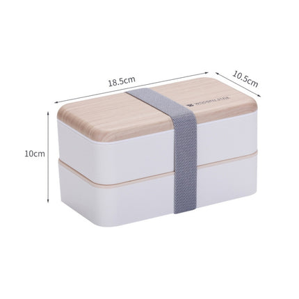 Office Double-layer Separated Lunch Box Wooden Portable Microwaveable Heating Student Bento Box with Cutlery
