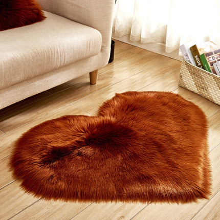 Love Heart Rugs Artificial Wool Sheepskin Hairy Carpet Faux Floor Mat Fur Plain Fluffy Soft Area Rug Tapetes
