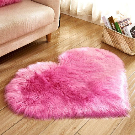 Love Heart Rugs Artificial Wool Sheepskin Hairy Carpet Faux Floor Mat Fur Plain Fluffy Soft Area Rug Tapetes