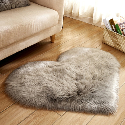 Love Heart Rugs Artificial Wool Sheepskin Hairy Carpet Faux Floor Mat Fur Plain Fluffy Soft Area Rug Tapetes