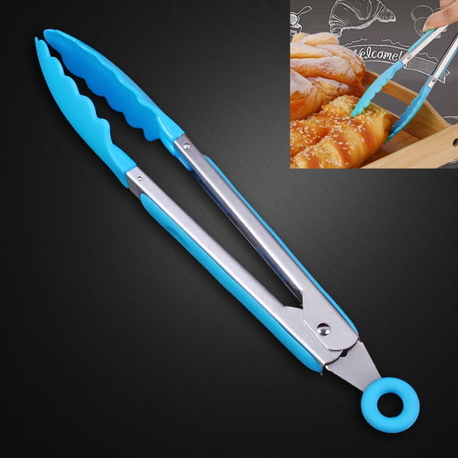 Kitchen Silicone Cooking Salad Stainless Steel Handle Food Clip