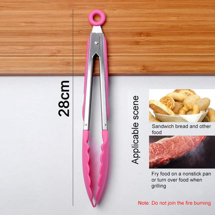 Kitchen Silicone Cooking Salad Stainless Steel Handle Food Clip