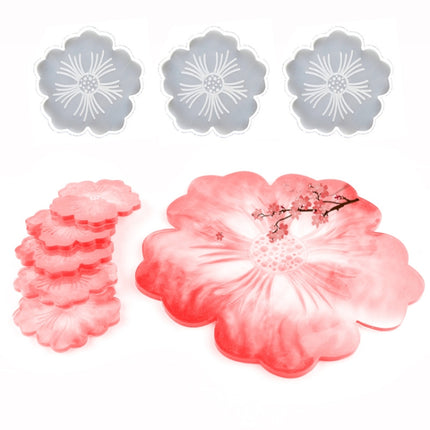 Silicone Flower Cup Pad Mold Set Crystal DIY Mirror Petal Fruit Plate Drop Mold