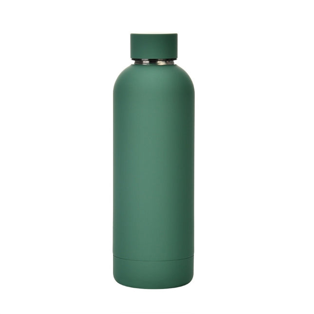 Stainless Steel Outdoor Matte Water Bottle Portable Sports Water Cup Rubber Paint Insulation Cup, Moss Green, Light Pink, Smoky Pink, Cinnabar Orange, Green White, Khaki, Ink Black, Lake Blue, Gray Green, Lilac Purple, Indigo, Gray - DealBuddy