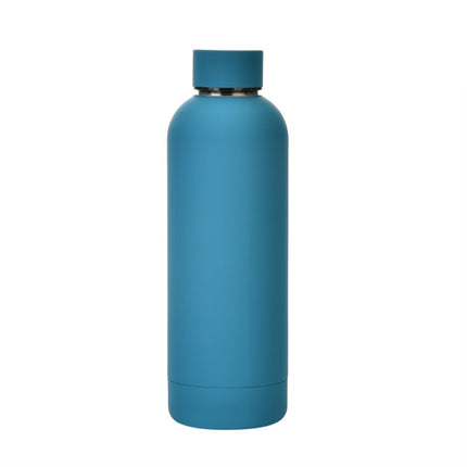 Stainless Steel Outdoor Matte Water Bottle Portable Sports Water Cup Rubber Paint Insulation Cup, Moss Green, Light Pink, Smoky Pink, Cinnabar Orange, Green White, Khaki, Ink Black, Lake Blue, Gray Green, Lilac Purple, Indigo, Gray - DealBuddy