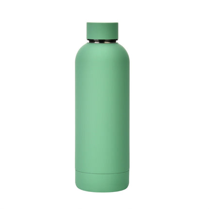 Stainless Steel Outdoor Matte Water Bottle Portable Sports Water Cup Rubber Paint Insulation Cup, Moss Green, Light Pink, Smoky Pink, Cinnabar Orange, Green White, Khaki, Ink Black, Lake Blue, Gray Green, Lilac Purple, Indigo, Gray - DealBuddy