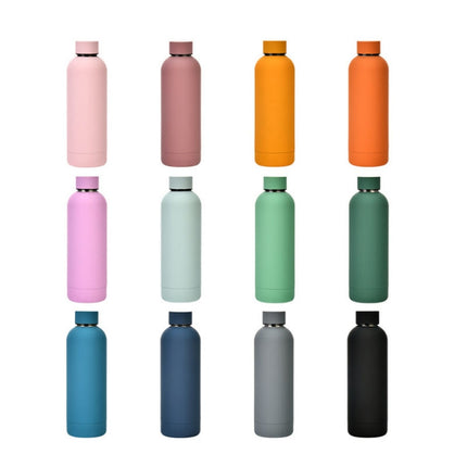 Stainless Steel Outdoor Matte Water Bottle Portable Sports Water Cup Rubber Paint Insulation Cup, Moss Green, Light Pink, Smoky Pink, Cinnabar Orange, Green White, Khaki, Ink Black, Lake Blue, Gray Green, Lilac Purple, Indigo, Gray - DealBuddy