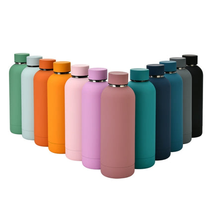 Stainless Steel Outdoor Matte Water Bottle Portable Sports Water Cup Rubber Paint Insulation Cup, Moss Green, Light Pink, Smoky Pink, Cinnabar Orange, Green White, Khaki, Ink Black, Lake Blue, Gray Green, Lilac Purple, Indigo, Gray - DealBuddy
