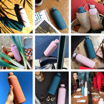 Stainless Steel Outdoor Matte Water Bottle Portable Sports Water Cup Rubber Paint Insulation Cup, Moss Green, Light Pink, Smoky Pink, Cinnabar Orange, Green White, Khaki, Ink Black, Lake Blue, Gray Green, Lilac Purple, Indigo, Gray - DealBuddy