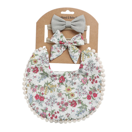 Baby Linen Cotton Printed Double-sided Saliva Towel Headband Set, DP021-1, DP021-2, DP021-3, DP021-4, DP021-5, DP021-6, DP021-7, DP021-13, DP021-9, DP021-10, DP021-11, DP021-12