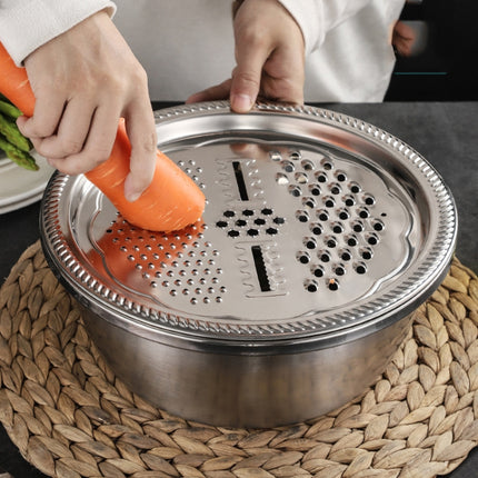 Stainless Steel Multifunctional Grater Kitchen Draining And Washing Basin Set, 3 in 1, 3 in 1 Thickened - DealBuddy