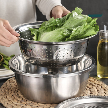 Stainless Steel Multifunctional Grater Kitchen Draining And Washing Basin Set, 3 in 1, 3 in 1 Thickened - DealBuddy