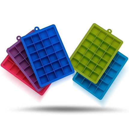 24 Grids Silicone Ice Cube Tray Molds Square Shape Ice Cube Maker Fruit Popsicle Ice Cream Mold, 24-Grid(Dark blue), 24-Grid(Grass green), 24-Grid(Rose red)