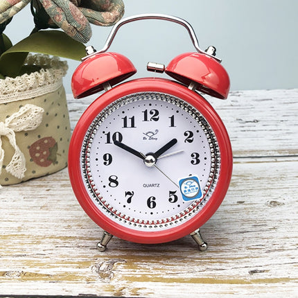 3 Inch Metal Bell Alarm Clock With Night Light Student Bedside Fashion Clock
