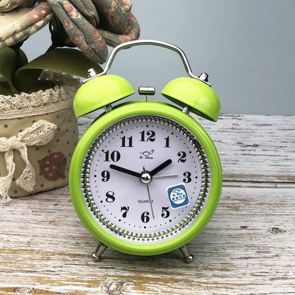 3 Inch Metal Bell Alarm Clock With Night Light Student Bedside Fashion Clock