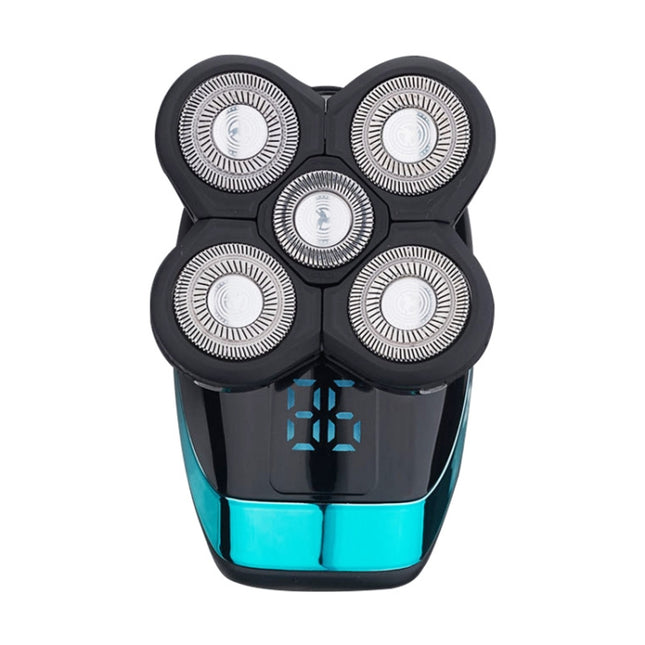 Electric Shaver Rechargeable Razor Intelligent Digital Display Bald Hair Clipper,Style:, Blue, With Nasal Hair Apparatus, Nasal Hair Apparatus&Washing Face Brush, Blue + Full Set - DealBuddy