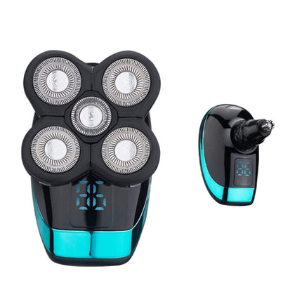 Electric Shaver Rechargeable Razor Intelligent Digital Display Bald Hair Clipper,Style:, Blue, With Nasal Hair Apparatus, Nasal Hair Apparatus&Washing Face Brush, Blue + Full Set - DealBuddy