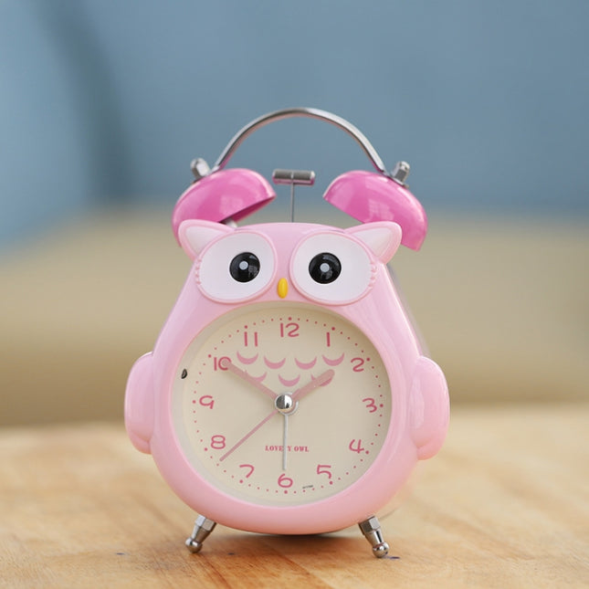 3 Inch Children Cartoon Owl Luminous Silent Bedside Snooze Small Alarm Clock