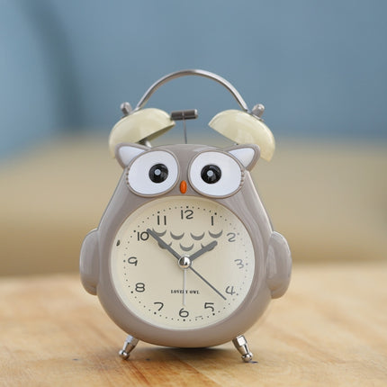 3 Inch Children Cartoon Owl Luminous Silent Bedside Snooze Small Alarm Clock