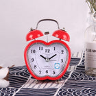 Children Cartoon Apple-Shaped Bedside Mute Desk Clock Metal Bell Digital Alarm Clock