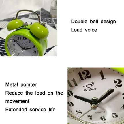 Children Cartoon Apple-Shaped Bedside Mute Desk Clock Metal Bell Digital Alarm Clock, Red, Blue, Pink