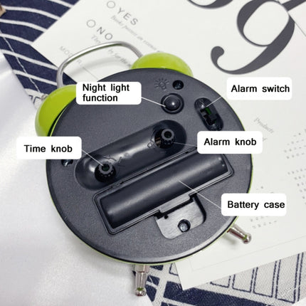 Children Cartoon Apple-Shaped Bedside Mute Desk Clock Metal Bell Digital Alarm Clock