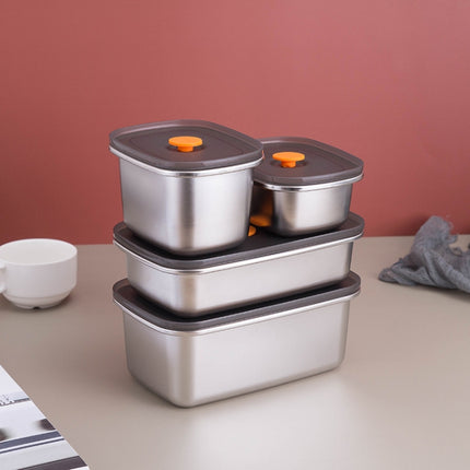 Refrigerator Fruit Fresh-Keeping Box 304 Stainless Steel Sealed Lunch Box, 250ml, 450ml, 600ml, 1000ml - DealBuddy
