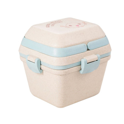 Wheat Straw Portable Three-Layer Lunch Box Can Be Microwaved, Blue, Pink - DealBuddy