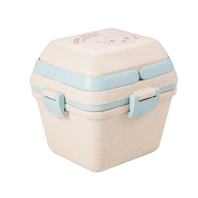 Wheat Straw Portable Three-Layer Lunch Box Can Be Microwaved, Blue, Pink - DealBuddy